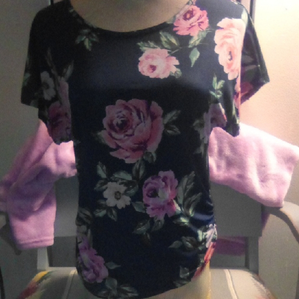 Floral Women's Top - Pink and Blue